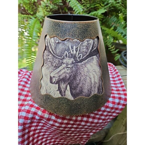 MOOSE SILHOUETTE Lamp‎ Shade Rustic Cabin Wilderness 6.5x8.5 Uno Under Bulb - Picture 1 of 9